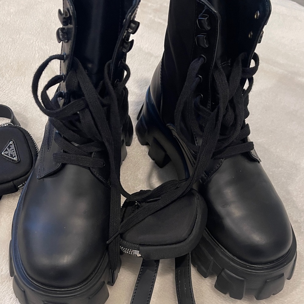Popular Monolith brushed leather and nylon boots with pouch